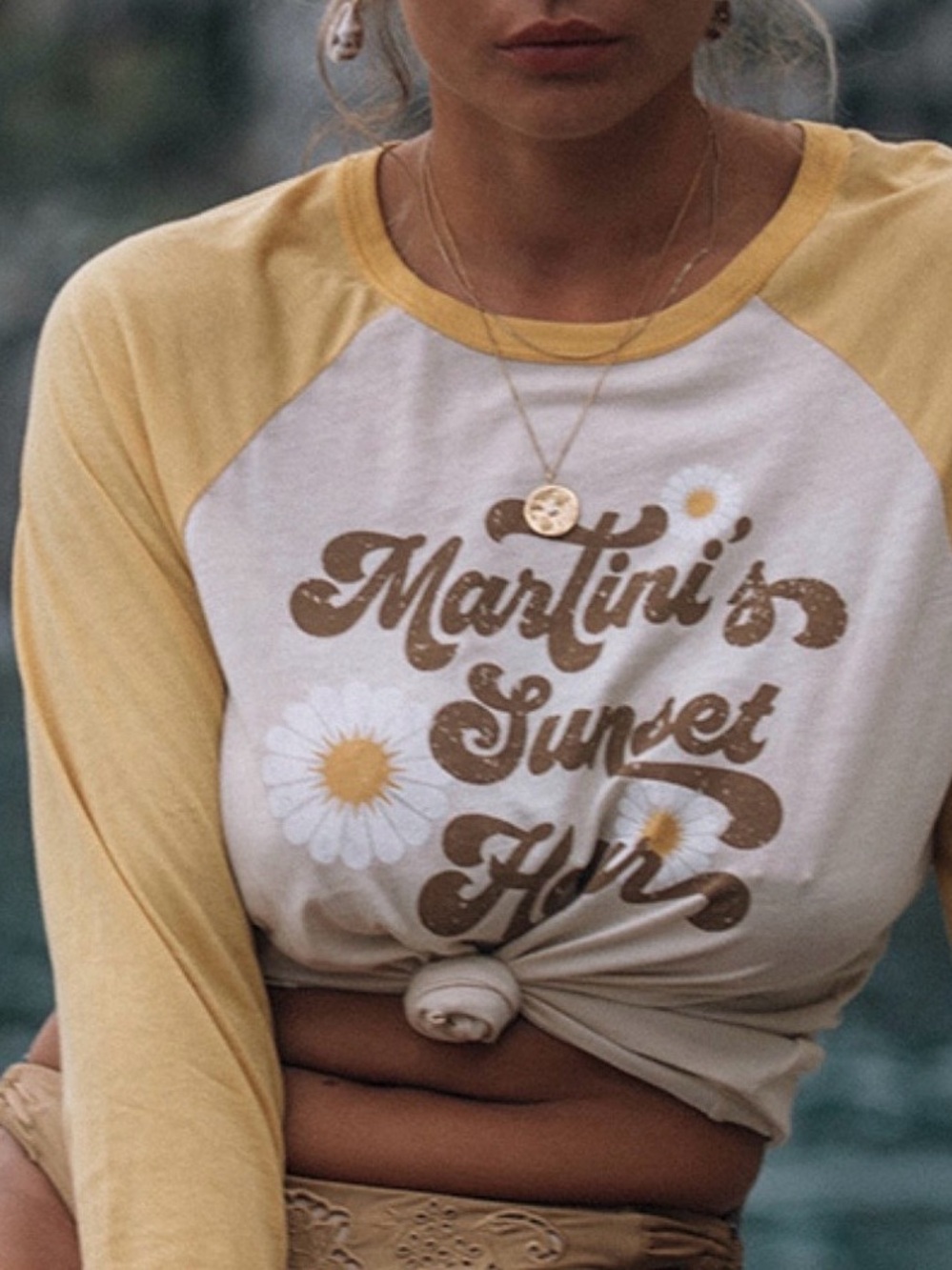 Spell Paradise Cove Organic Cotton Raglan cream and yellow size XL like new